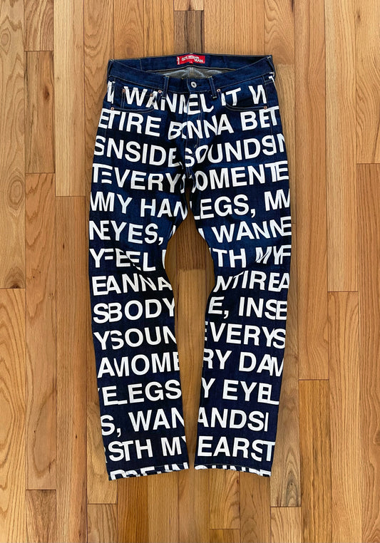 Junya Watanabe x Levis Poem Full Print 503 Denim